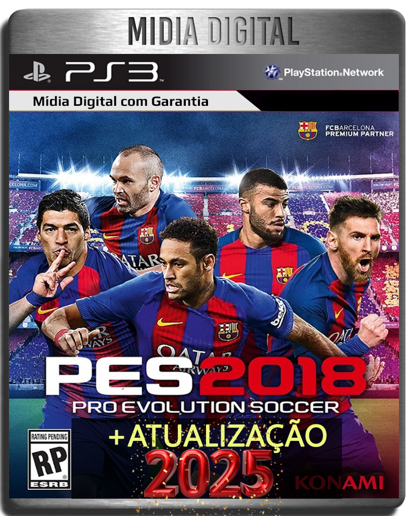 Pro Evolution Soccer 2018 + Patch de Atualização 2025 Pes 18 Ps3 Mídia Digital